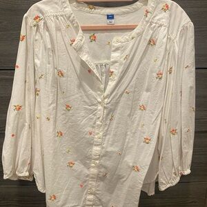 Old Navy White Floral Blouse